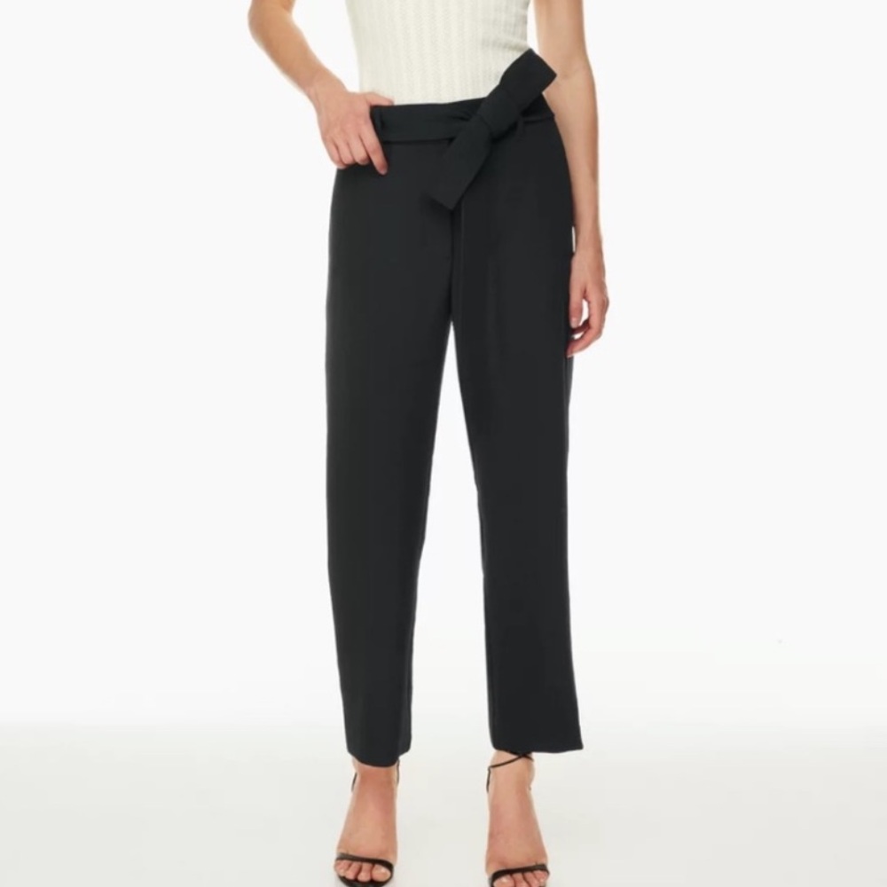 Aritzia Wilfred Black Tie-Front Trouser Pants